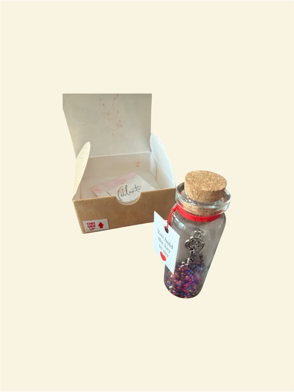 Decorative Postal-Style Storage Box with Heart Shaped Key pendant